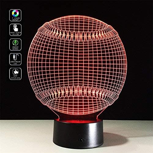 Deerbird® 3D Baseball Shape Visual Illusion USB Battery Powered 7 Color Change Acrylic LED Touch Table Lamp Night Light for Baby Kids Toy Gift