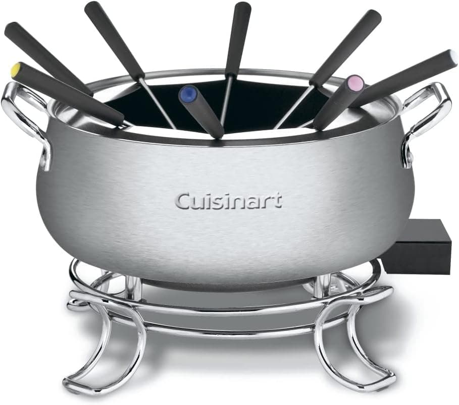 Cuisinart Fondue Pot, 3 Quart, For Chocolate, Cheese, Broth, Oil, Stainless Steel, CFO-3SS