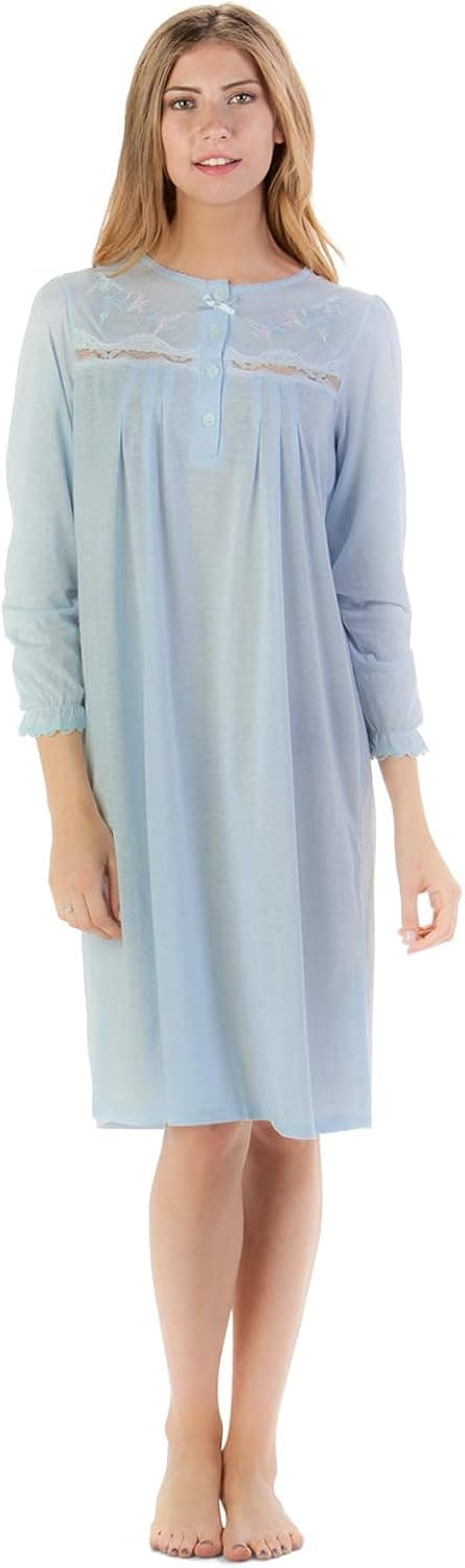 Casual Nights Women's Elegant Nightgown Long Sleeve Sleepwear Night Gown For Mom