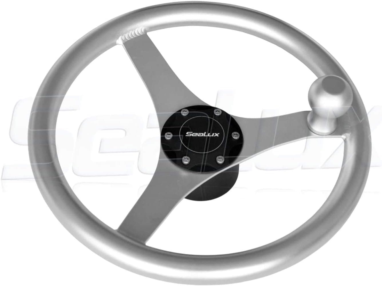 SeaLux Marine 3-Spoke 13-1/2" Aluminum Fabricated Sports Steering Wheel with Speed Knob