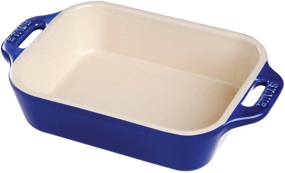 Staub Ceramic Rectangular Gratin Dish, Dark Blue, 7.5" x 6"