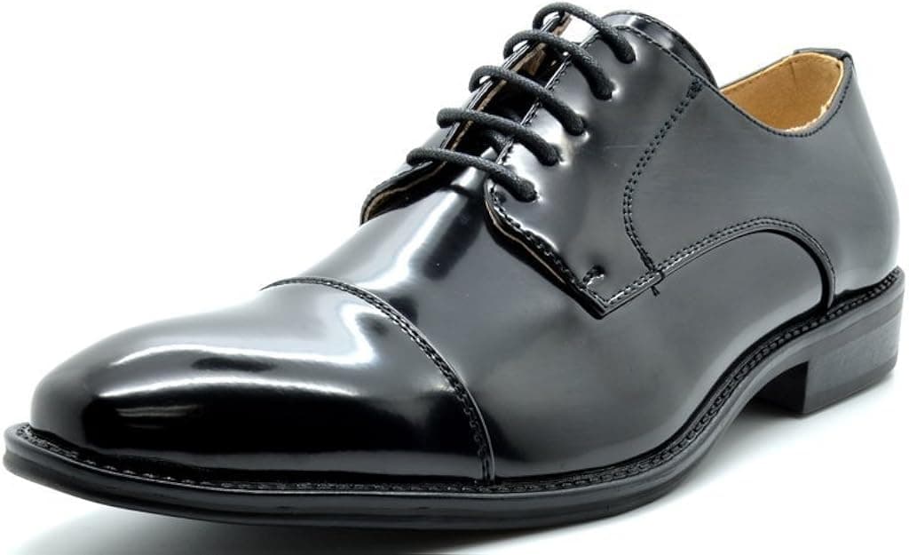 Bruno Marc London-05 Men's Classic Modern Oxfords Round-Toe Wingtip Comfort Lace Buckle Casual Dress Shoes, 5-BLACK, 7 D(M) US