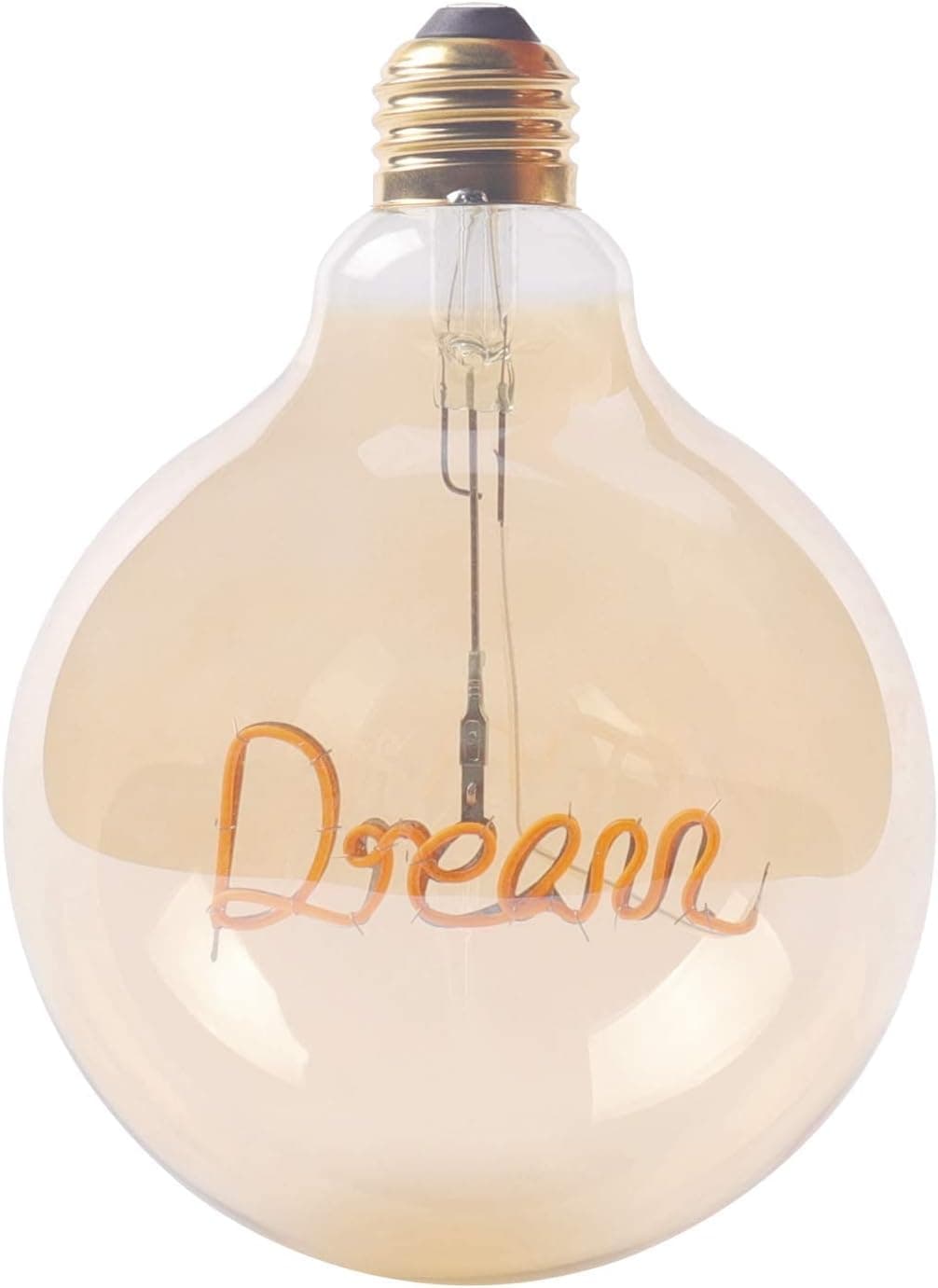 NEW LIGHTS Decorative Light Bulb E26 LED Filament Bulb, G125 Vintage Globe Edison Bulb Letter Bulb, Dimmable, 4W(40W Equivalent), 2200K Warm White, Amber Glass (Dream, 4W / Warm White)