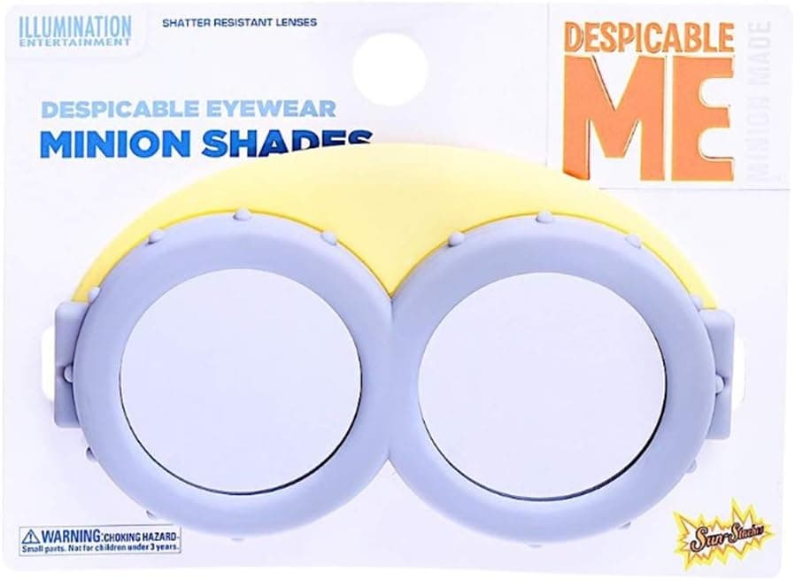 Costume Sunglasses Lil' Characters Minion Mirror Lens Sun-Staches Party Favors UV400, Yellow/White/Black