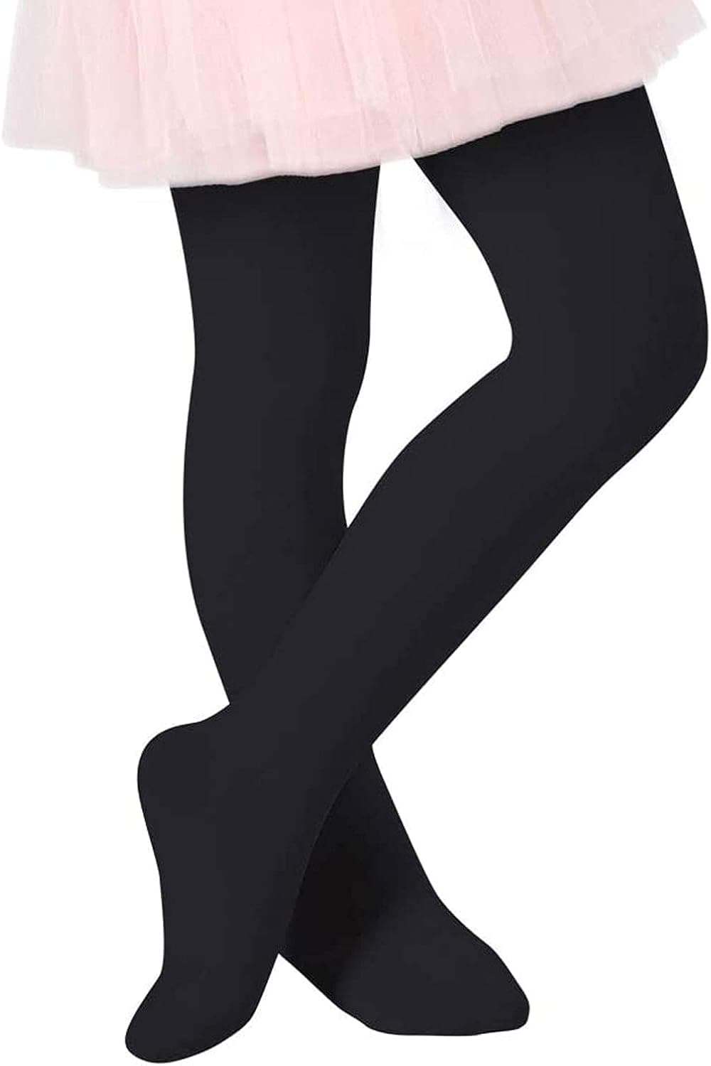 Zando Girls Dance Tights Stretchy Comfort Leggings Colorful Pants Elastic Ballet Footed Tight for Girl A Black 6-9 Years