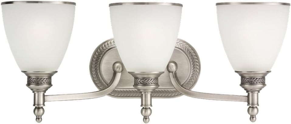 Sea Gull Lighting 44351-965 Laurel Leaf Three-Light Wall / Bath Vanity Style Lights, Antique Brushed Nickel Finish