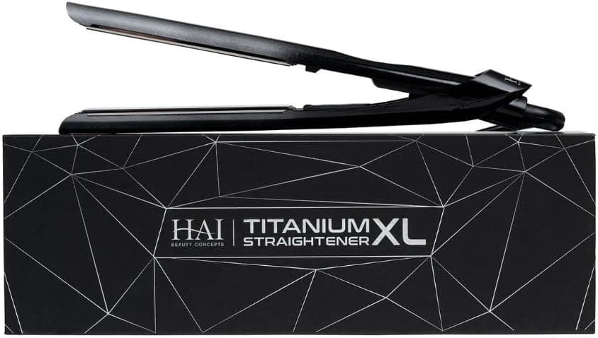 Titanium XL Professional Flat Iron by HAI - Extra Long Plates - Hair Straightener with Ionic Generator for Faster Styling