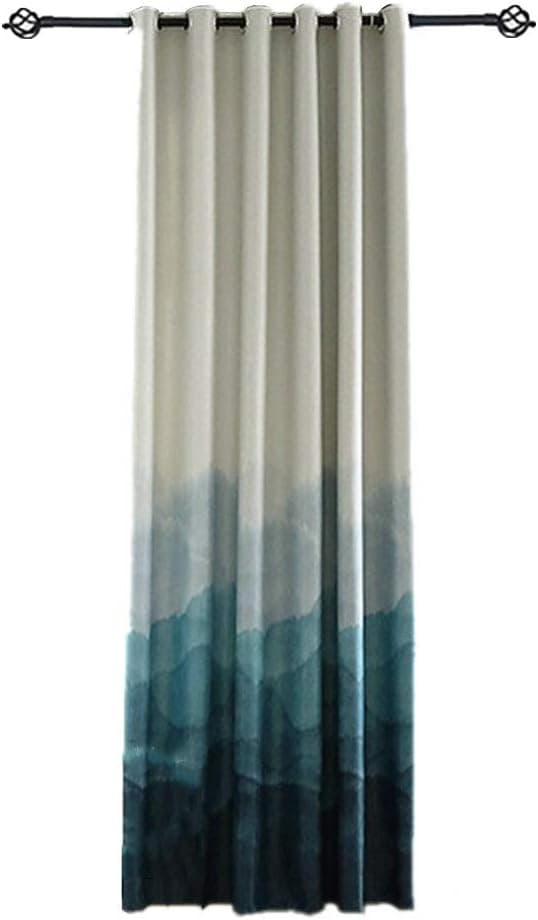 AliFish Blue Grommet Semi Blackout Curtains Gradient Panel Curtain Thermal Insulated Room Darkening Bedroom Window Treatment Drape for Living Room/Sliding Glass Door 1 Panel W39 x L84 inch