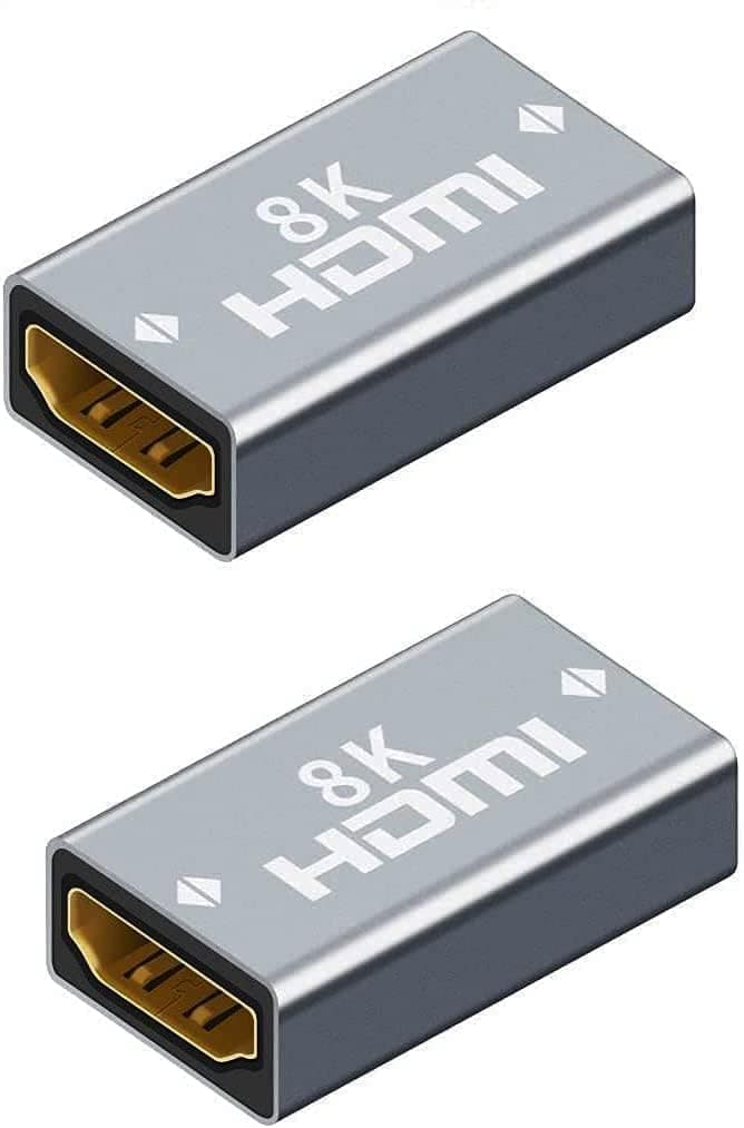 SHANFEILU HDMI Coupler Female to Female 8K HDMI Adapter Extension Cable Connector 3D HDR Aluminum Alloy for HDTV PC Monitor Projector Laptop 2Pack