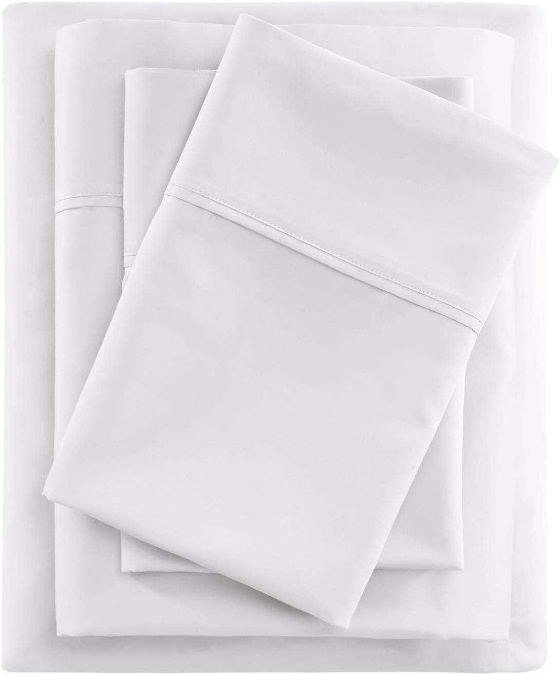 Luxury Queen Bed Sheet Set 4 Piece Queen Size Sheet Set, 100% Cotton Sheets, Best Cotton Bed Sheets for Bed, Sheets Set Hotel Bed Sheets Fits Mattress Upto 16'' Deep Pocket White Solid