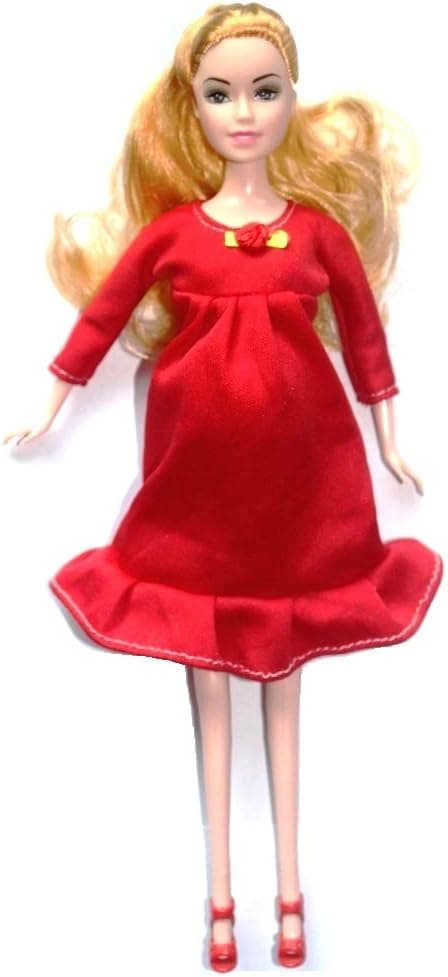 Kunhe Red Real Pregnant Doll Have a Baby in Her Tummy Mom Doll