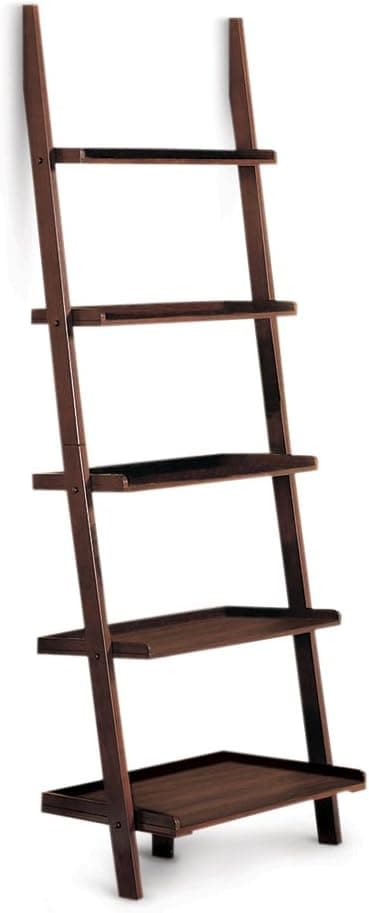 Poundex 5-Tier Leaning Wall Shelf, Cappuccino