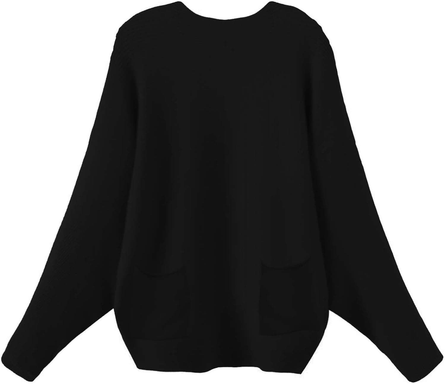 Women's Drop Shoulder Color Block Textured Jumper Casual Sweater (X-Large, Black)