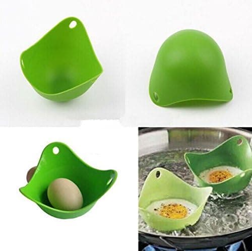 Perfect shopping 2Pcs!!! Food-Grade Silicone Egg Poacher Cooker Boiler Cup Kitchen Cookware Tools Gadgets Randomly Color (Size: 9cm x 6.5cm, Color: Multicolor)