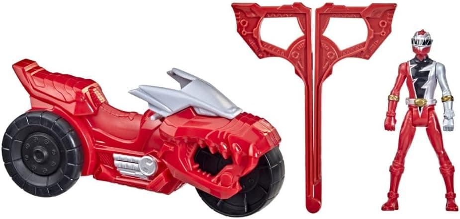 Power Rangers Dino Fury Rip N Go T-Rex Battle Rider and Dino Fury Red Ranger 6-Inch-Scale Vehicle and Action Figure, Toys Kids 4 and Up