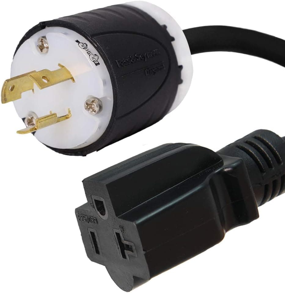 NEMA L5-20P to 5-20R Plug Adapter - 3 Foot, 20A/125V, 12 AWG - Iron Box # IBX-4955-03 (3 ft)