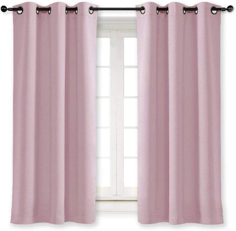 NICETOWN Room Darkening Curtain for Girl's Room Nursery Essential Thermal Insulated Solid Grommet Top Window Treatment Drape (Lavender Pink=Baby Pink, Sold Individually, 42 x 63 inch)