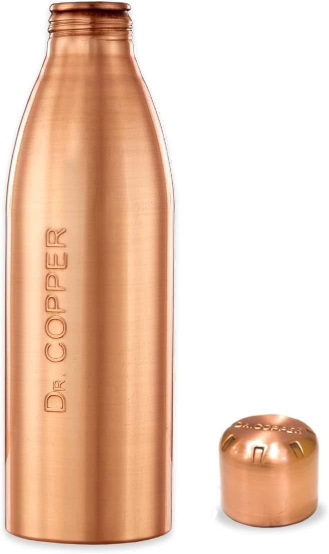 Dr. Copper Worlds 1st Seamless Copper Bottle Set of 2,Copper Bottles for Water 1 Litre with New Stylish Leak Proof Cap - Exlusive Pack Copper Bottle 1 Litre Set of 2 Combo