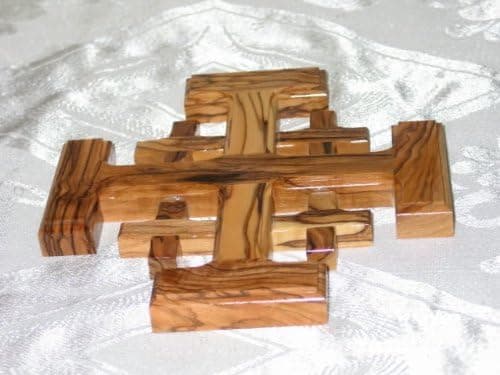 Jerusalem Cross Olive Wood Holy Land Handmade Bethlehem Crusaders' Cross