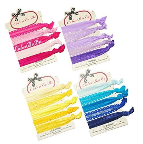 No-Crease Hair Ties Ponytail Holders – 20 pcs (Solid & Lace) By ColorBeBe