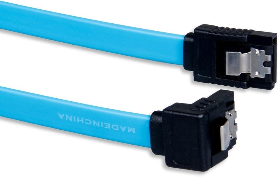 CYLAPEX SATA Cable III 3.0 Revision 18inch 6 Gbps with Locking Latch, 90-Degree to 180-Degree Plug Blue Pack of 6