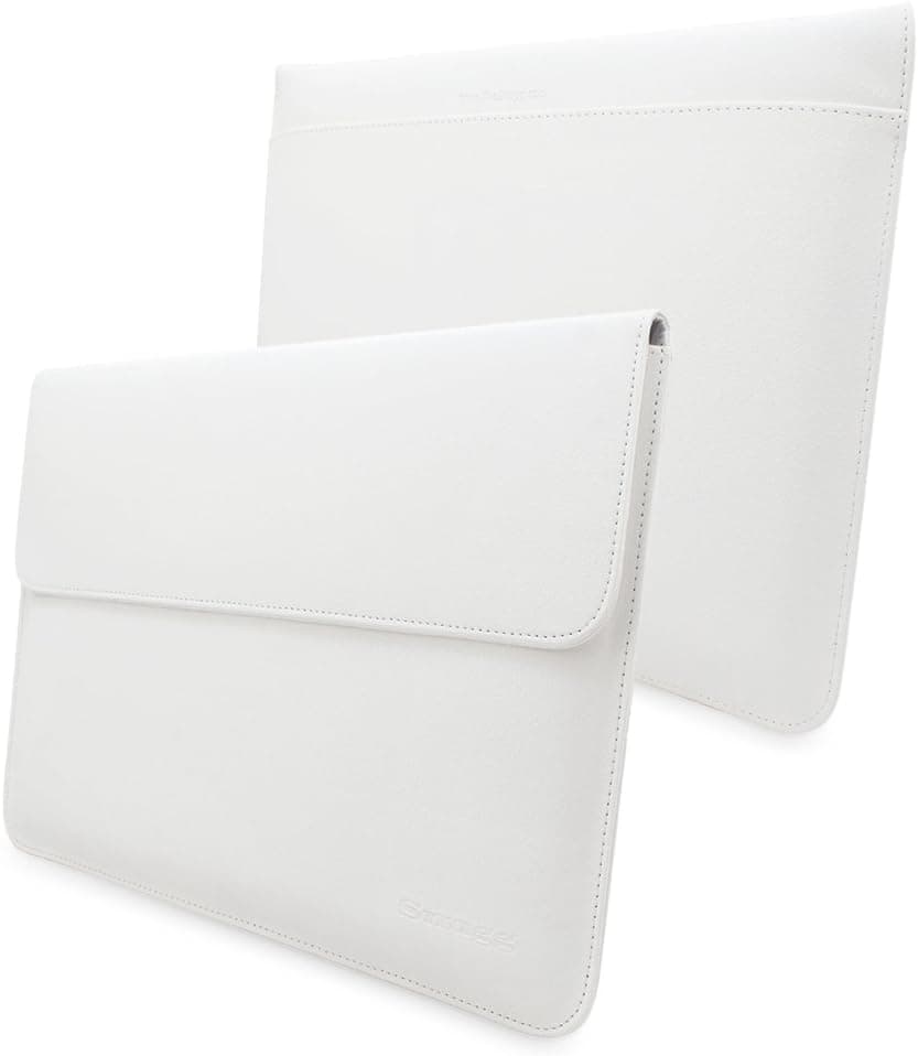 MacBook Pro 13 and Air 13 Sleeve, Snugg - White Leather Sleeve Case Protective Cover for MacBook Pro 13 and Air 13 with Touchbar (2016)