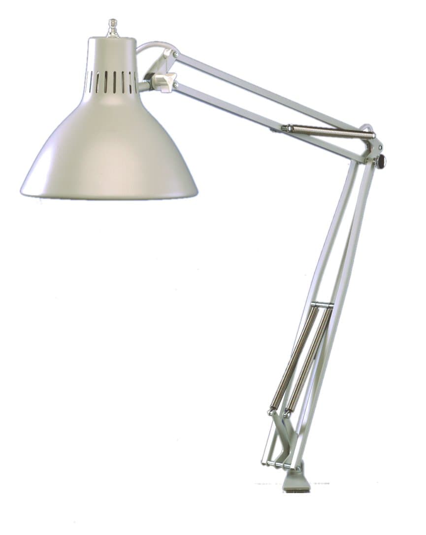 Luxo LS1AWT LS 23W CFL Task Light, 45" Powder-Coated Arm with External Springs, Edge Clamp, White