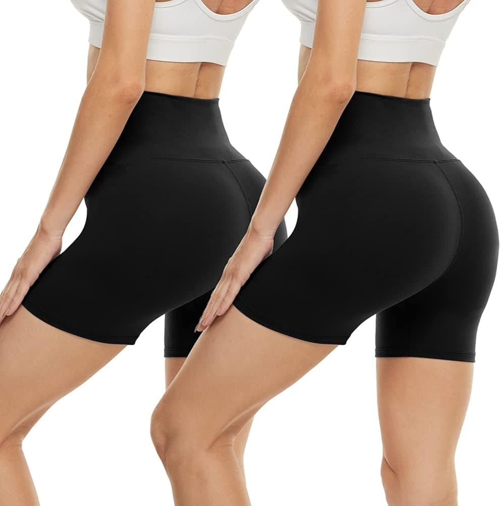 CAMPSNAIL 2 Pack Biker Shorts for Women High Waist – 5" Buttery Soft Stretch Spandex Shorts for Summer Athletic Yoga Workout
