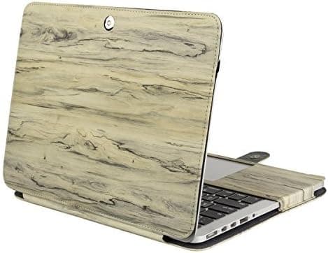 Mosiso PU Leather Book Cover Folio Case with Stand Function Only for MacBook Pro 13 Inch with Retina Display No CD-ROM (A1502 / A1425, Version 2015 / 2014 / 2013 / end2012), Wood Grain