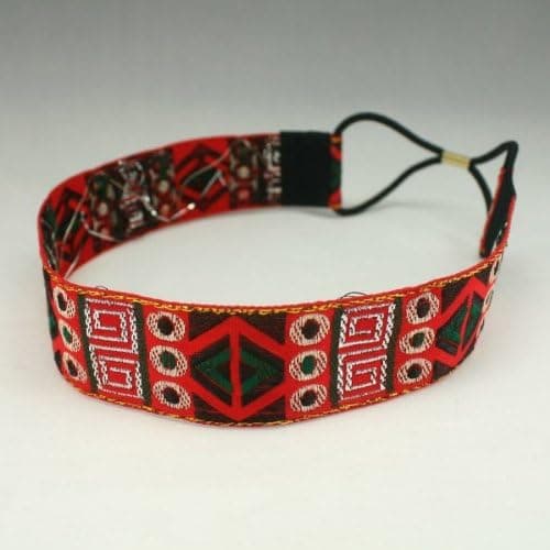 Red Hippie Headband Headwrap Elastic Stretch Hair Accessories Bohemian Indian Elastic Fabric Headband by Annielov Headband #2284