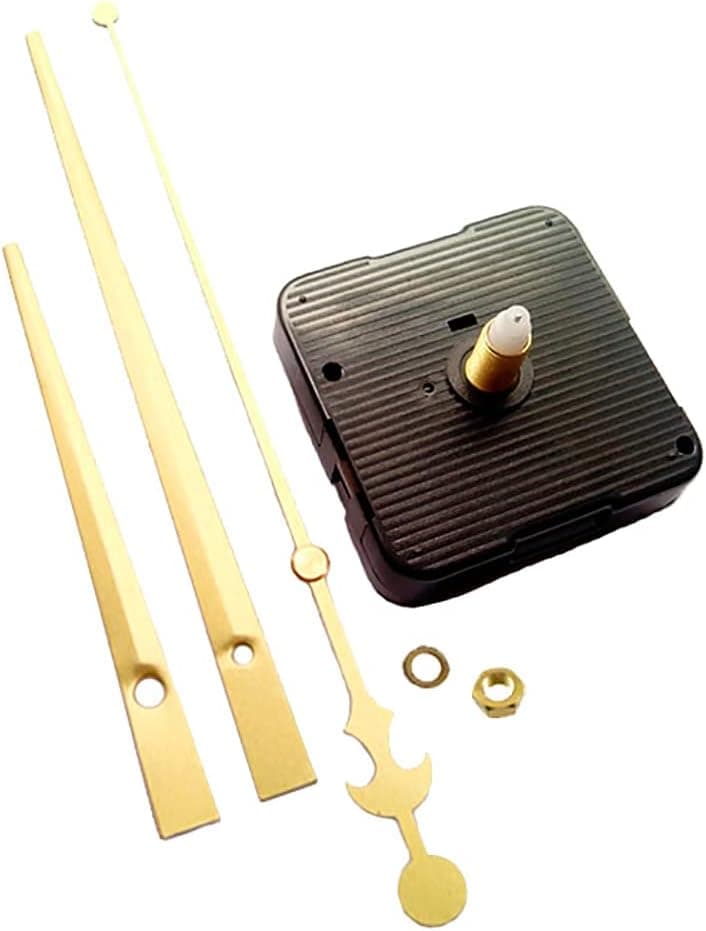 Dhorcas (#02) 1/2" Threaded Motor and Gold 6" Hands, Quartz Clock Movement Kit for Replacement