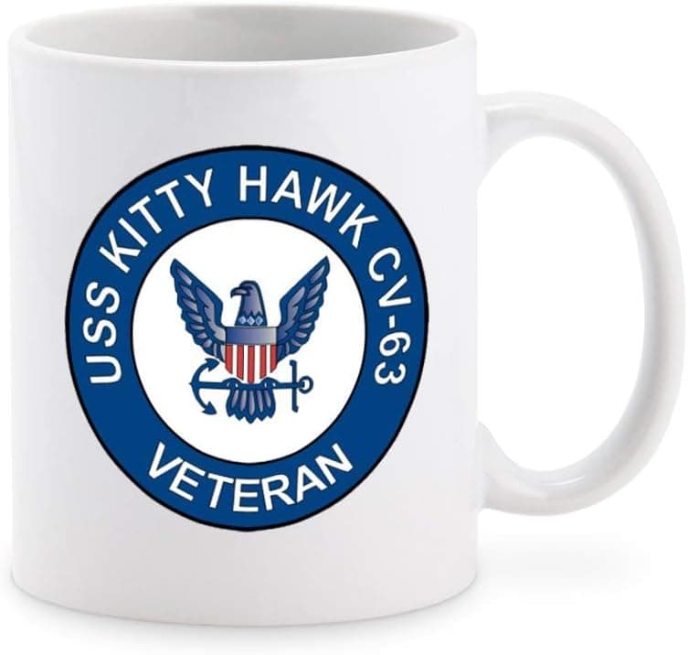 US Navy USS Kitty Hawk CV-63 Veteran Military Veteran USA Pride Coffee Mug Tea Cup Novelty Gift Mugs 11 oz