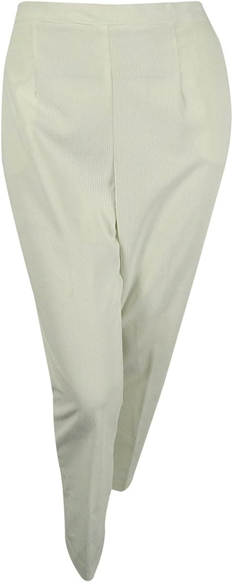 Alfred Dunner Womens Plus Flat Front Pull On Corduroy Pants Ivory 18W