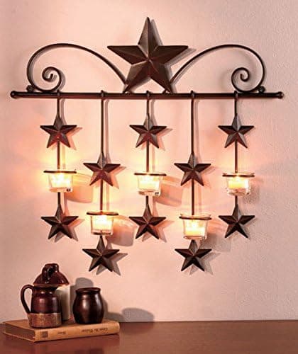 Rustic Hanging Stars Wall Sconce Candle Holder Tea Light Home Decor
