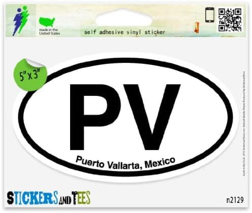 PV Puerto Vallarta Mexico Oval Car Sticker Indoor Outdoor 5" x 3"