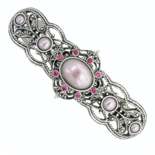 Pearly Pink Cabochon Metal Hair Barrette