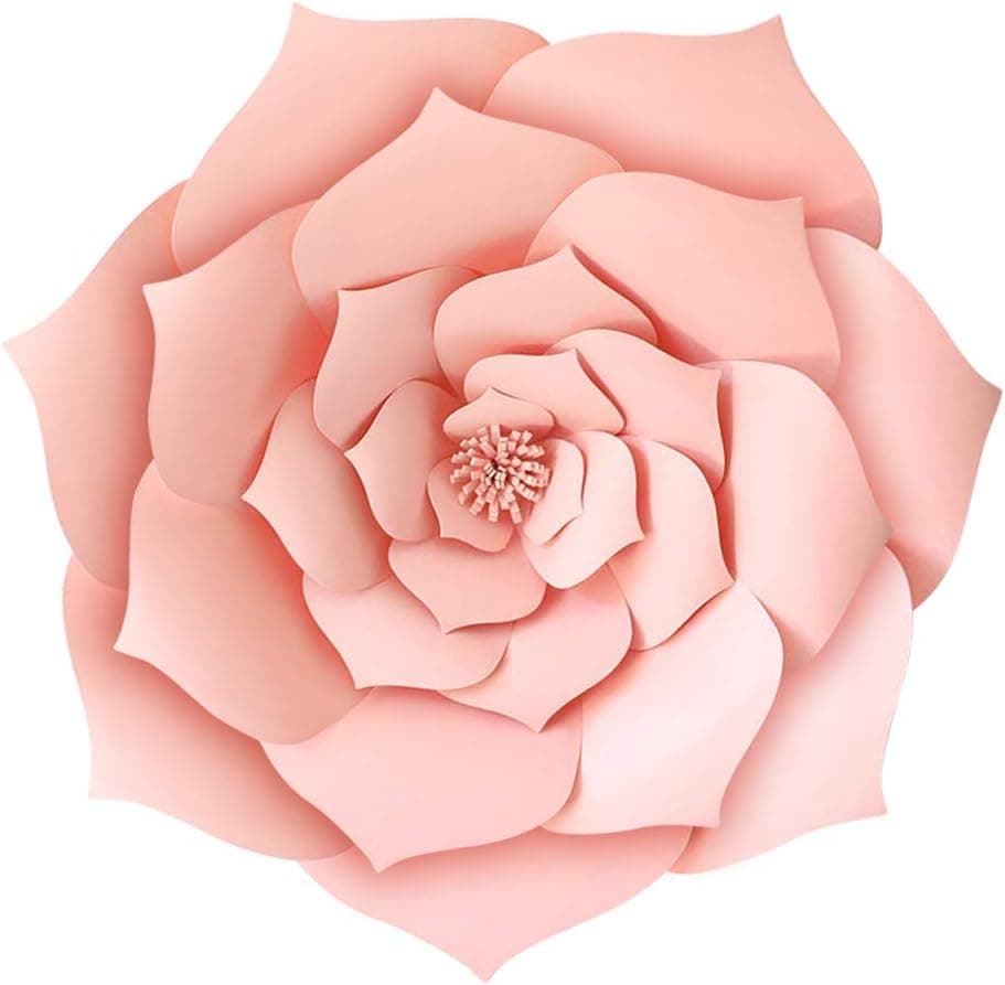 Lucky Monet 3D Paper Flower Backdrop DIY Rose Flower Crafting Wall Decoration for Wedding Birthday Party Celebration (1Pcs/16”/Pink)