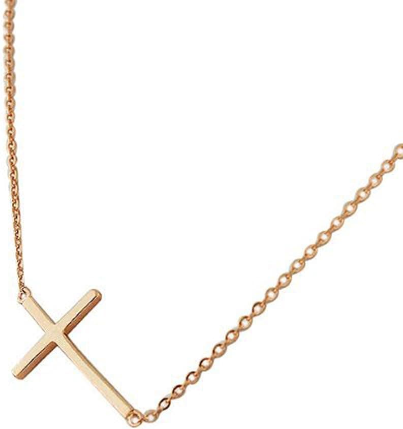 So Young 18K Glod Plated Simple Pendant Jesus Cross Necklace Titanium Steel Chain Classic Short Necklace(gold)