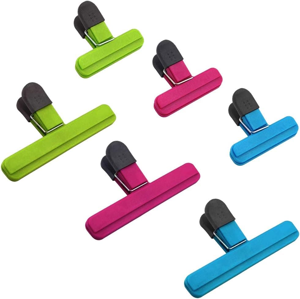 Pack of 6, Chip Bag Clips, findTop Heavy Duty Food Clips (3 Large & 3 Small Size) Assorted Colors for Coffee and Food Bags