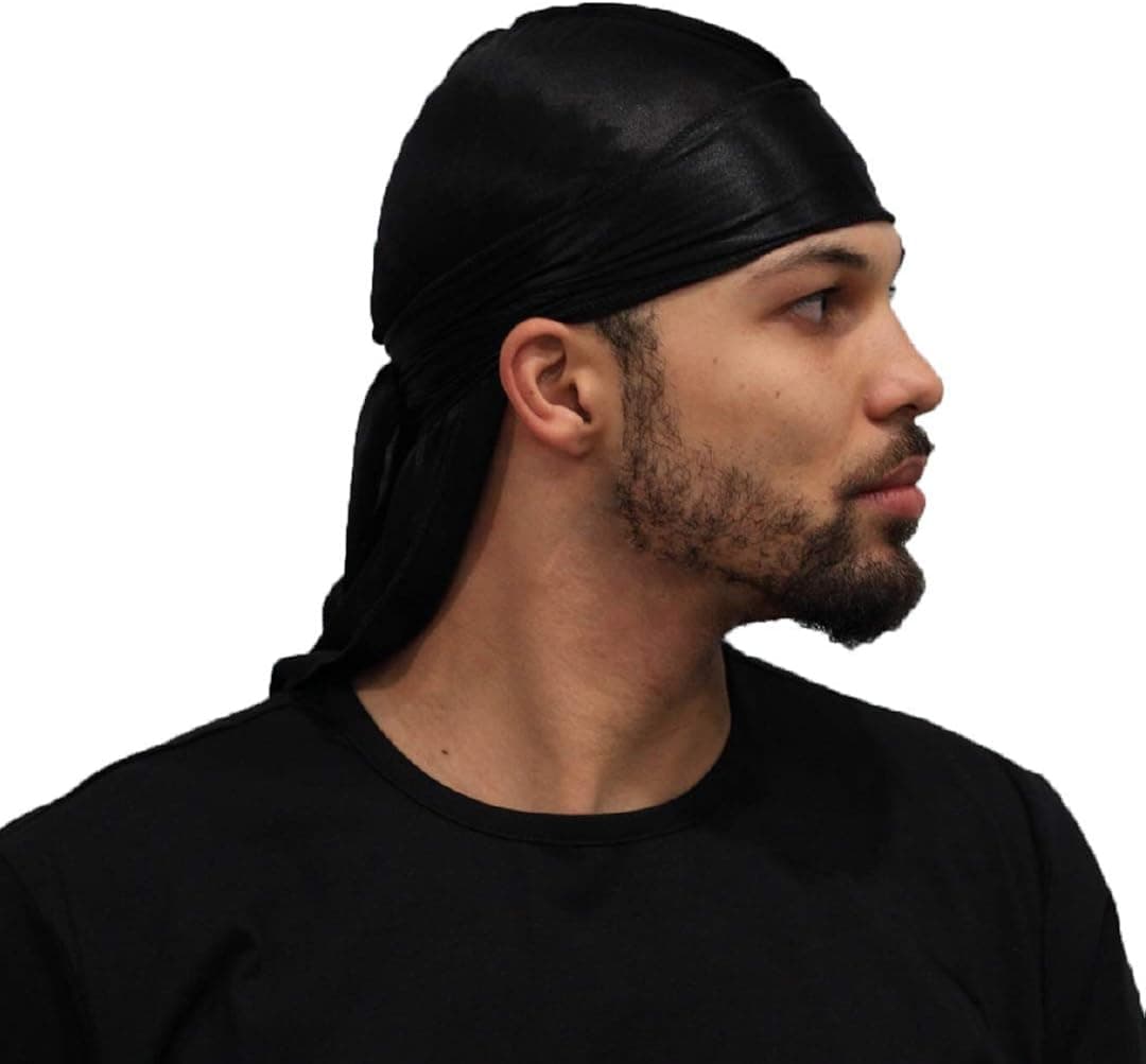Wave Wax Silk Durag for Men - Silky Satin Wave Cap - Extra Long Straps & Outer Seams for 360 Waves