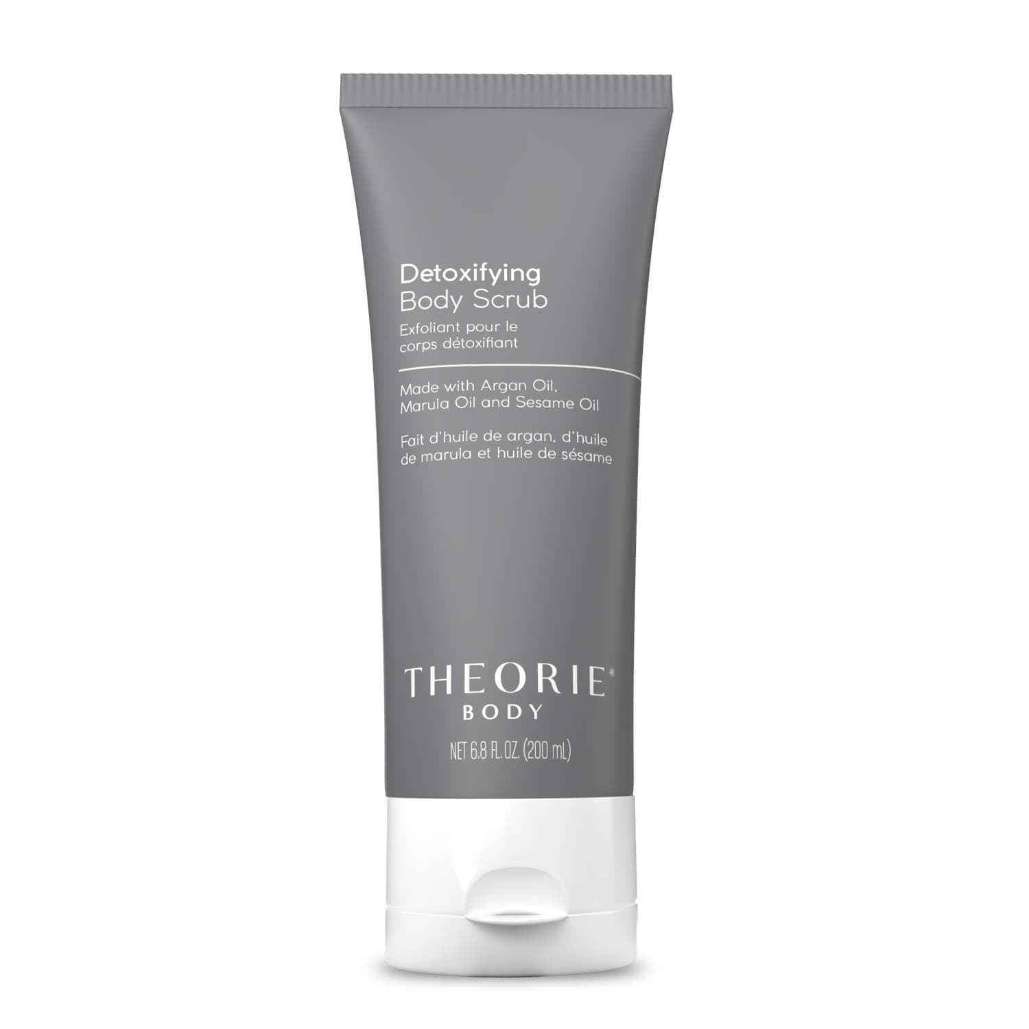THEORIE Charcoal Bamboo Body Scrub- Detoxifying Exfoliation, Micro Partials Gently Reveal Glowing Skin, Jojoba Oil, Sweet Almond Oil, and Sesame Oil Restore Moisture, 237 mL