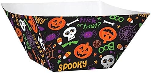 Amscan Spooktacular Halloween Party Large Serving Bowl (Pack of 3), Black, 5"H x 9 1/4"W x 9 1/4"D
