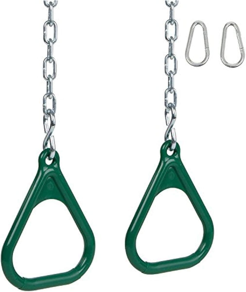 Swing Set Stuff Trapeze Rings and Chains with SSS Logo Sticker, Green