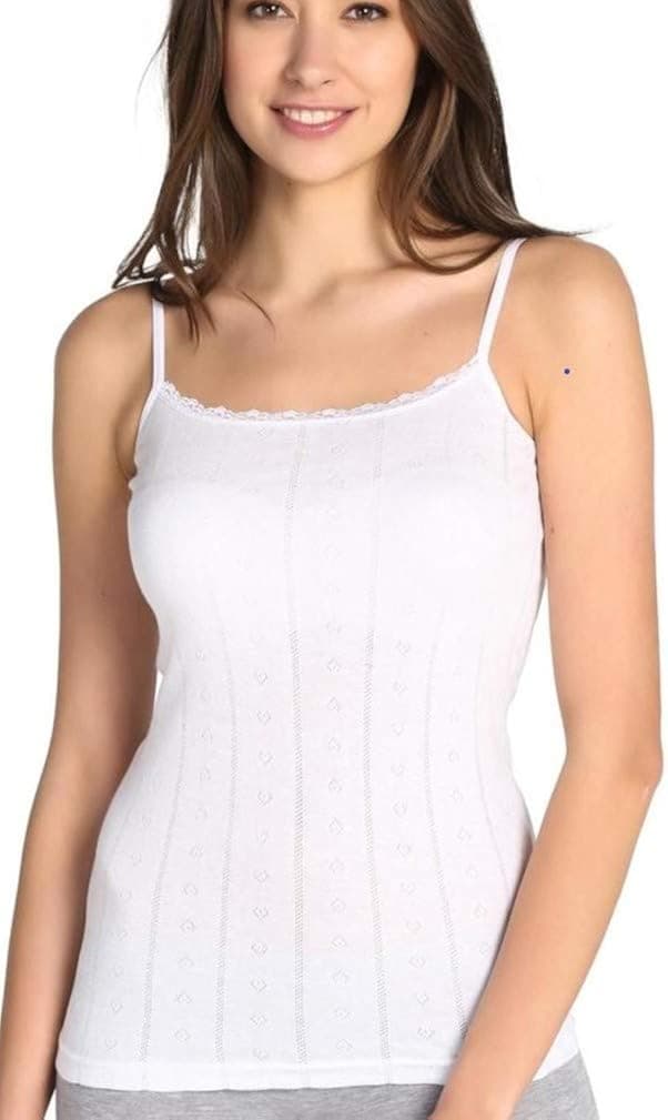 Women Stylish Fancy Basic Super Soft 100% Cotton Cami Tank Top - Camisole with Mesh and Stretch
