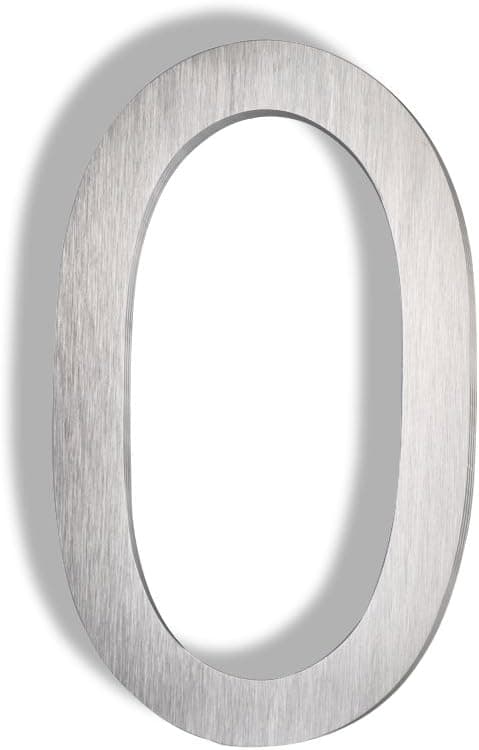 Mellewell Floating Mount House Numbers 5 Inch, Stainless Steel Brushed Nickel, Number 0 Zero