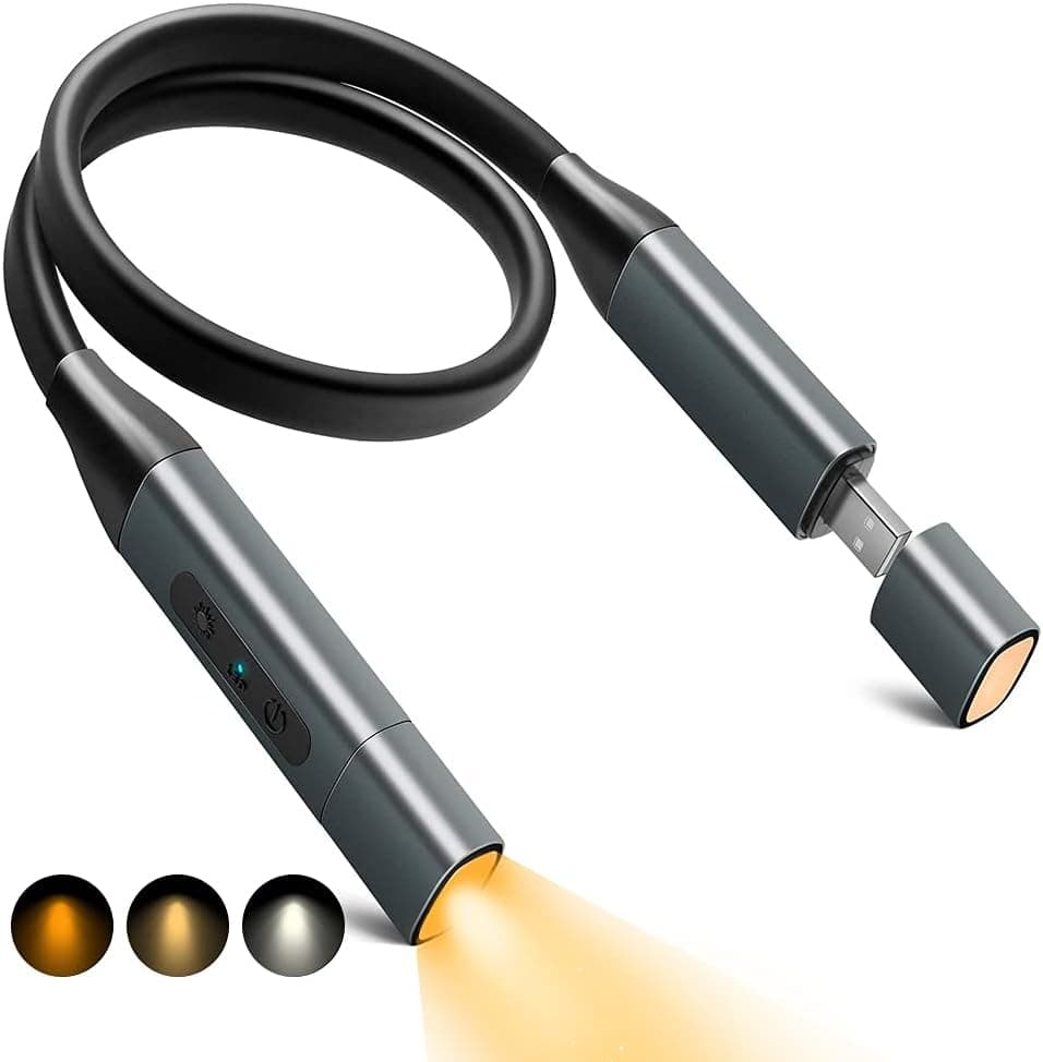 LIVEBAY Book Light for Reading in Bed at Night LED Rechargeable Neck Reading Light Flexible 3 Colors Kids Amber Hug Light Hands-Free for Crocheting Knitting Repairing Camping