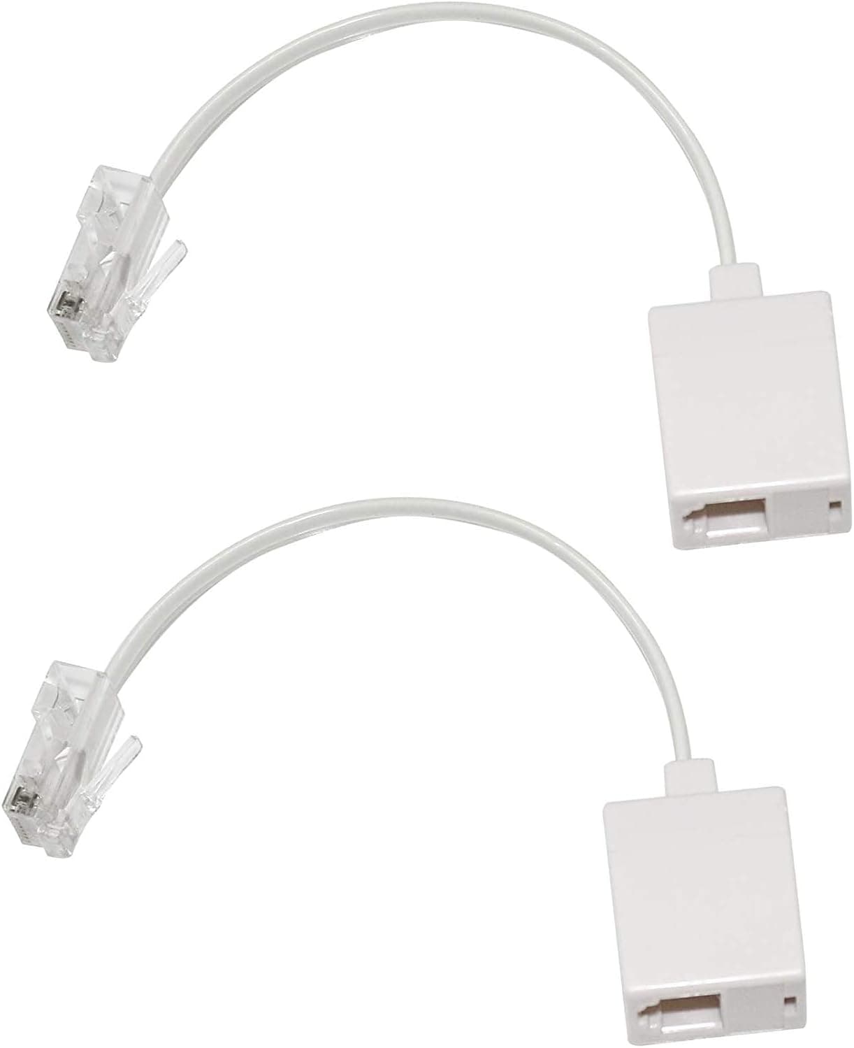 URBEST 2 Pcs RJ45 8P4C Plug to RJ11 6P4C Female M/F Telephone Ethernet Adapter (White)