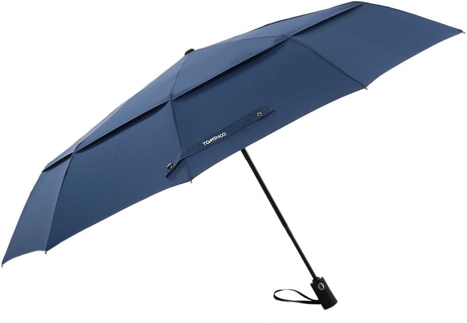 TOMSHOO Golf Umbrella Auto Open 50 Inch Windproof Travel Umbrella with 10 Ribs Double Canopy Folding