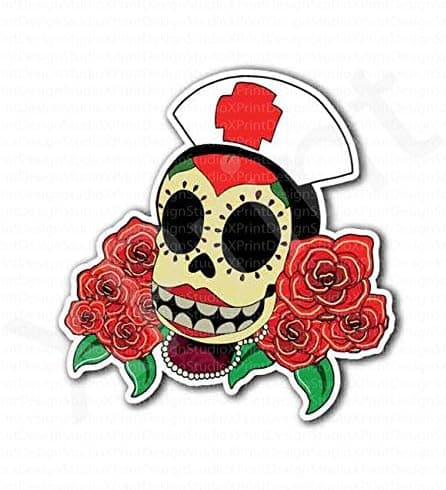 Mexican Sugar Skull Nurse Sticker