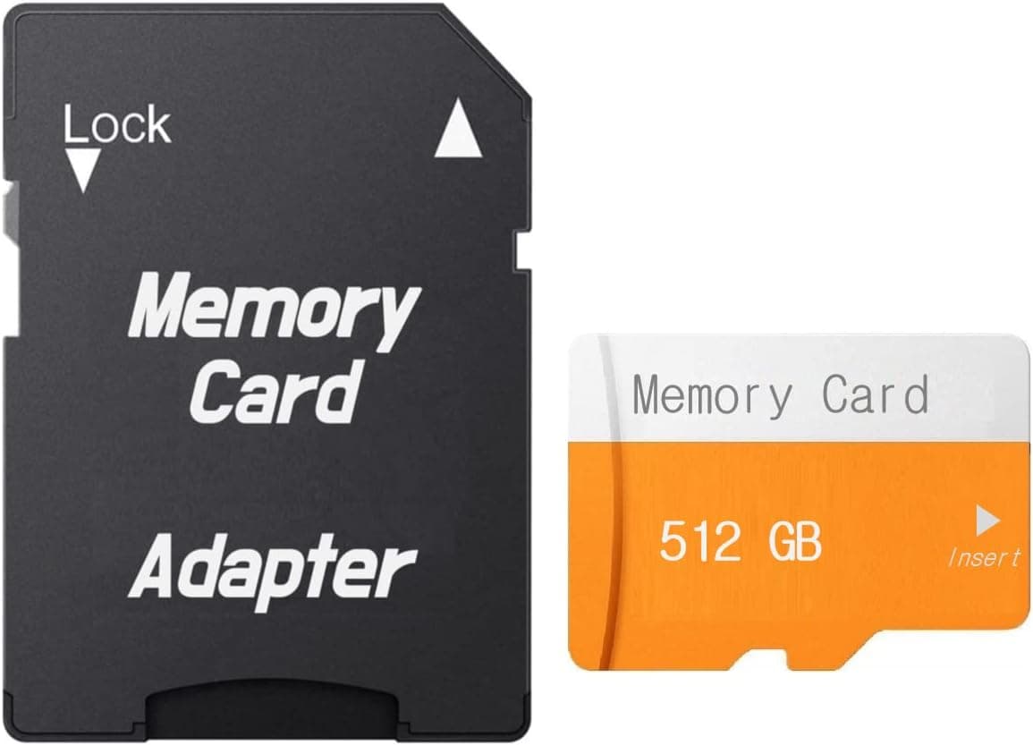 OUDISI 512GB Memory Card with Full Size Adapter Compatible with Smartphones, Tablets, Cameras, Action Cameras, Laptops, Desktop Computers, and Other Portable Consoles (Yellow)